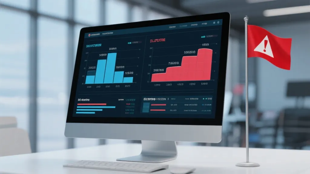 电脑屏幕显示对比数据和风险红旗